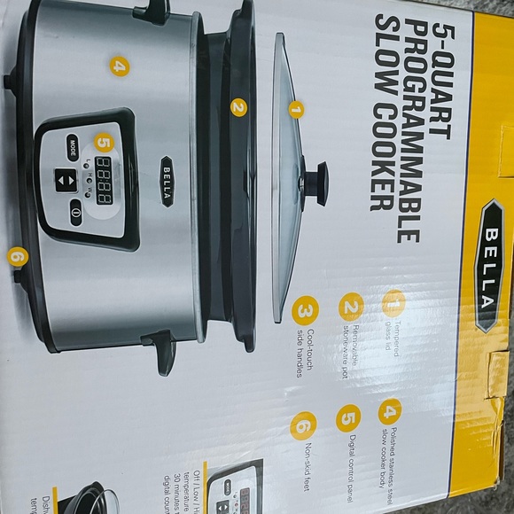 5-Quart Programmable Slow Cooker (BELLA). Brand new,in its Box. - Picture 3 of 3